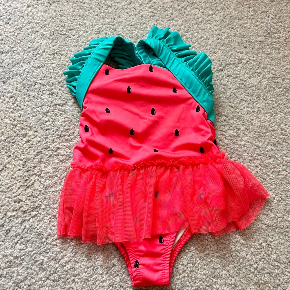 Penelope Mack Watermelon Pink and Green Swimsuit 24m